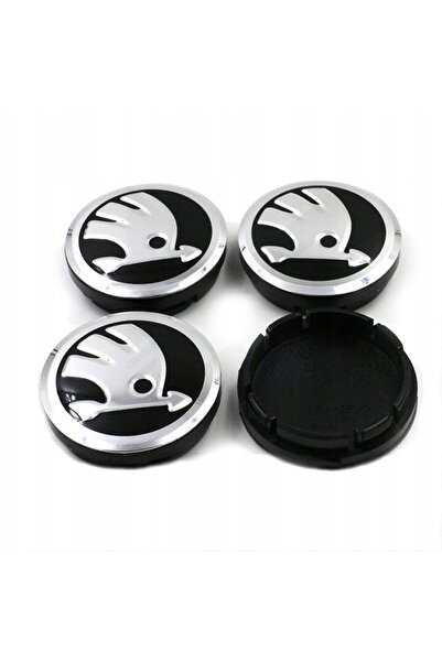 Skoda Set of 4 wheel covers, Wheel Cover, 55 mm, Skoda, black and silver