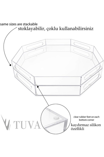 TUVA REKLAM Tuva - Modern Serving Tray with Inner Handles Round Octagonal Form |   Premium Presentation and Decoration