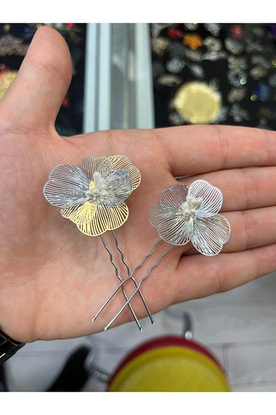 Çınar Aksesuar Flower Motif Scalloped Bridal Tiara - Bridal Hair Accessory - Hair Pin - Handmade
