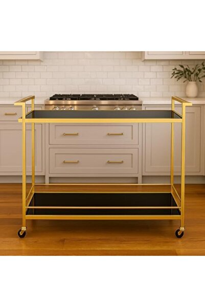 genric FFD Elegant 2-Tier Serving Cart with Wheels – Bar Cart for Kitchen, Di...