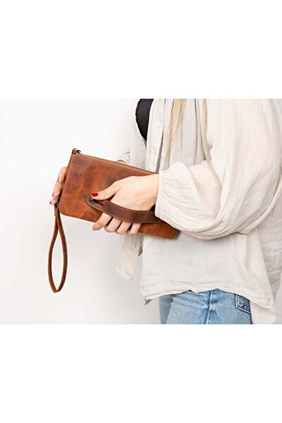BloominBag Majeste Rust Brown Curated Leather Clutch Bag