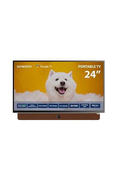 Skyworth 24LP60G – تلفزيون ذكي محمول عالي الدقة مقاس 24 بوصة (Google TV) مع بطارية مدمجة تصل إلى 3 ساعات