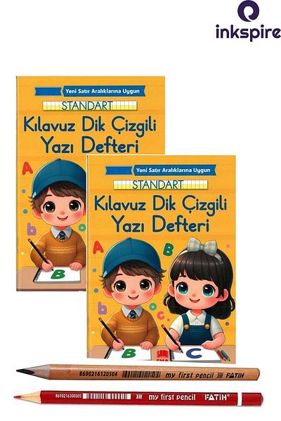 inkspire 2Pcs New Curriculum Standard Guide Beautiful Writing Pad with Vertical Lines 16.5X24Cm 24 Yp My First Pen Set