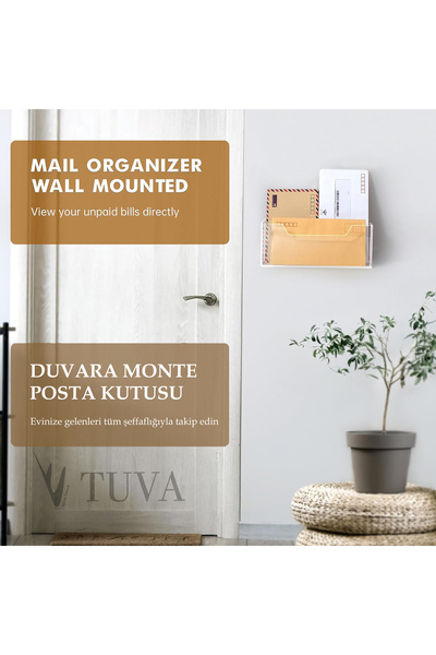 TUVA REKLAM Tuva - Modern Elite Envelope Paper Magazine Holder with Two Long Compartments |   With Wall Mounting Option |   Home Office