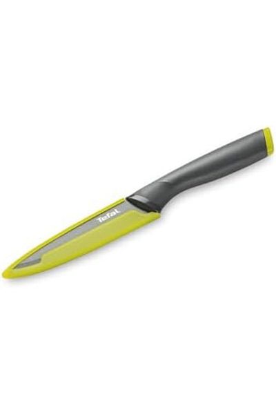 TEFAL Fresh Kitchen 12 Cm Utility Knife With Cover, Grey/Yellow, Stainless Steel/Plastic
