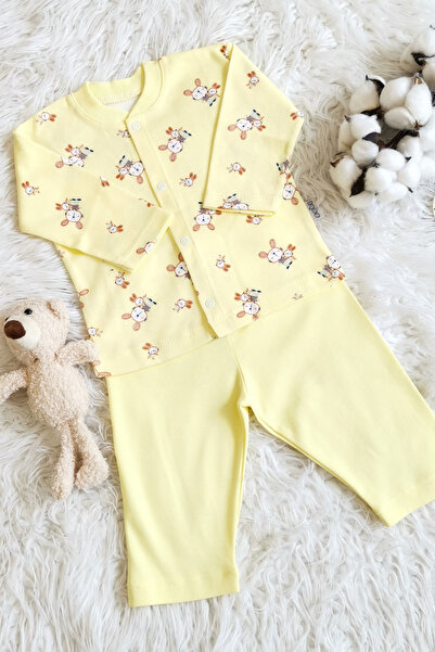 Minoliva Luna Bebek alt üst takım %100 pamuklu kumaş 3-6 ay