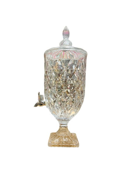 AKSOY SEBİL CAM ŞERBETLİK YAĞLIK 4,5 LT CAM TABAN CAM KAPAK İKİ FARKLI DESENLİ