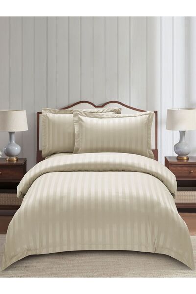 Donetella طقم لحاف مفرد، ٥ قطع، ١٧٠×٢٣٠ سم، طقم سرير مخطط، مناسب لجميع المواس...