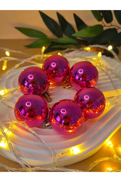 mıstıque home Christmas Tree Ornament 6 Pieces Pink Ball 6 cm Christmas Tree Ornament