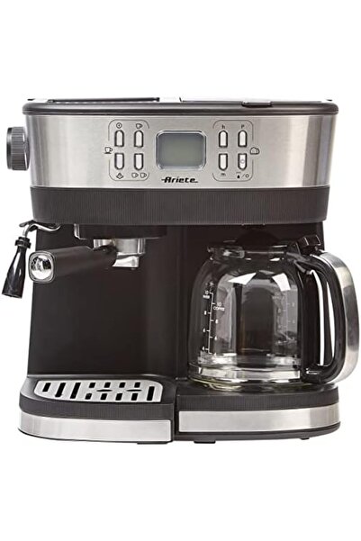 ARIETE 2 In 1 Espresso + Drip Coffee Maker Machine, with Steam Function at 20 Bar, LCD Display, 4h W
