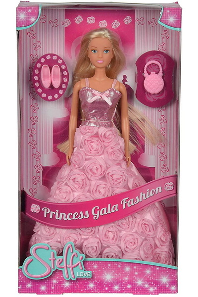 Simba Steffi Doll With Pink Gala Dress Full of Roses