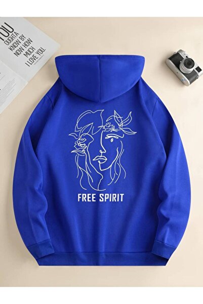 MANCY هودي للجنسين فري سبيريت مطبوع قصة فضفاضة شتوي 3 خيوط 100% قطن K بغطاء رأس