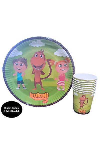 Kukuli Karton Tabak Bardak 8 li Set