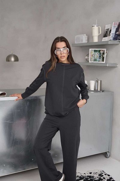 sportiness Wide Leg 2 Thread Fabric Tracksuit Set with Stitching Detail