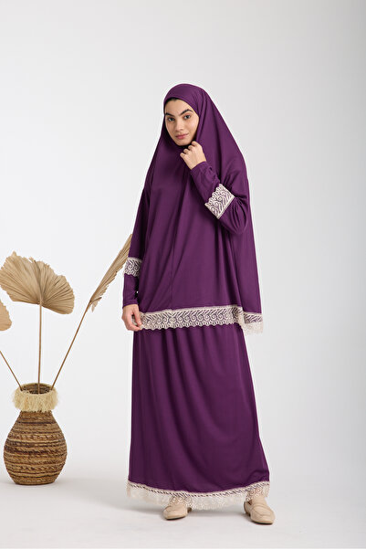 AKPİYYER ثوب صلاة مزين بالدانتيل مكون من قطعتين