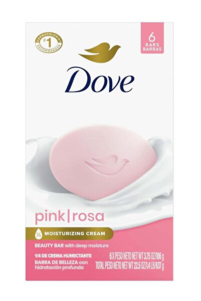 Dove صابون الجمال الوردي، 6 قطع، 637 جرام مع ترطيب عميق