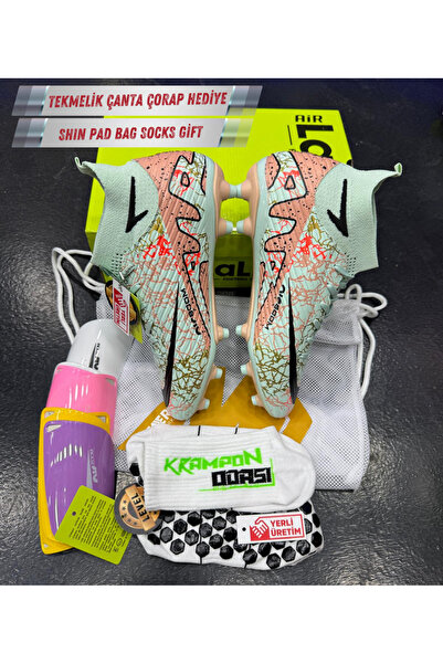 Krampon odası Air Level 600 Profesyonel Futbol Kramponu Seti+Tekmelik+Çanta+Çorap