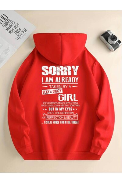 MANCY Hanorac unisex cu glugă, supradimensionat, de iarnă, cu imprimeu „Sorry...