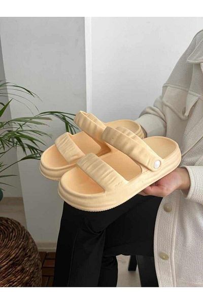 AkınalBella Double Stripe Anatomical Sole Ultra Light Soft And Flexible Non-Slip Beach Garden Pool Sandals Slippers