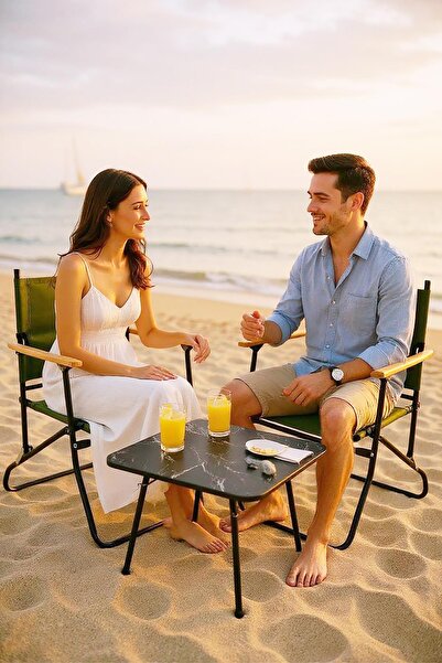 Exent 2 Adet 120 Kg kapasiteli Katlanır Kamp Sandalyesi ve 45 x 60 Kamp Sehpası-2-AS-MER