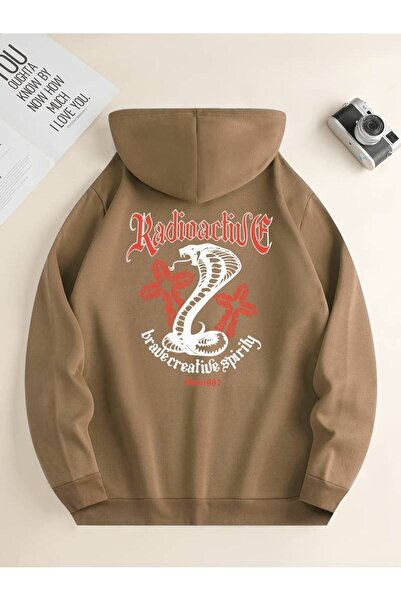 MANCY هودي سويت شيرت للجنسين من طراز كوبرا مطبوع قصة فضفاضة شتوي مصنوع من 3 خ...