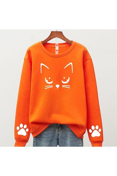 NoVibe Kids Oversize Meov Cat Printed Sweatshirt