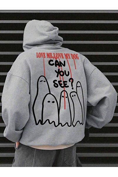 NoVibe Unisex Plus Size Can You See Φούτερ με κουκούλα με στάμπα μεγάλου μεγέ...