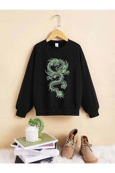 NoVibe Hanorac pentru fete/băieți cu imprimeu dragon pentru copii