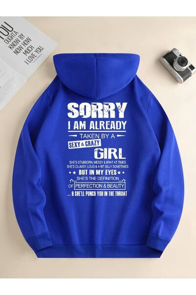 MANCY Hanorac unisex cu glugă, supradimensionat, de iarnă, cu imprimeu „Sorry...