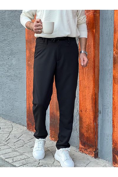 wamoss New Season Slim Fit Belted and Elastic Casual Trousers Ip1