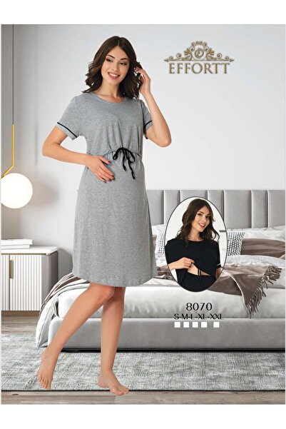 EM&FA TEKSTİL Pregnant Maternity Short Breastfeeding Detailed Dress
