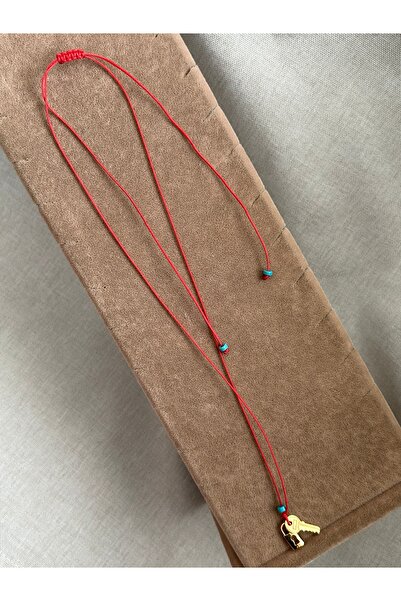 ATELİERGONCA Kırmızı ip ikili kilit kolye no:9