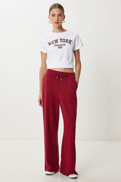 Lovelyİstanbul Wide Leg Modal Sweatpants Lub0070 Cherry