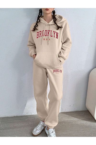 macklin Unisex Men's Women's Brooklyn Printed Oversize 3 Thread Hooded Tracksuit Set