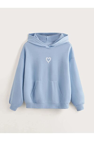 NoVibe Детски суичър с качулка с принт на сърца