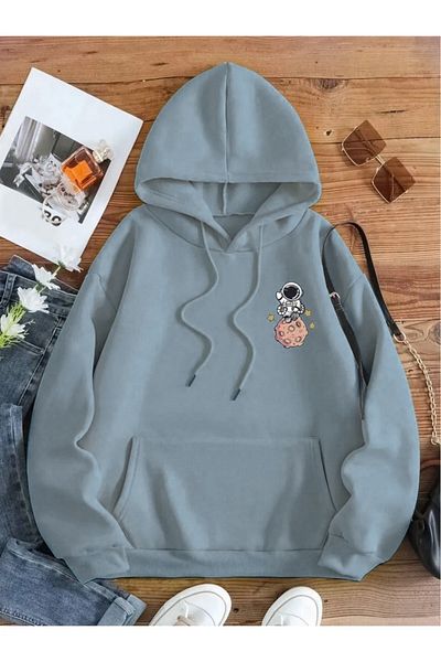 NoVibe Unisex Galaxy Printed Hooded Oversize Sweatshirt Hoodie