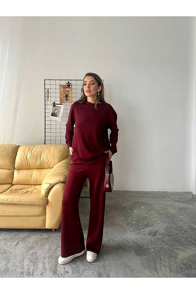 02Lady Fashion Wide Leg Modal Fabric Tracksuit Set with Grass Detail