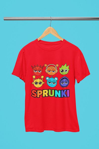 MAGORS Sprunki Printed Cycling Collar 100% Cotton Children's and Youth Tshirt