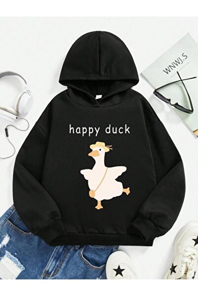 NoVibe Hanorac pentru copii Happy Duck cu imprimeu supradimensionat Winter cu...