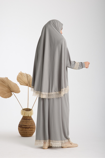 AKPİYYER Two Pieces Guipure Prayer Dress