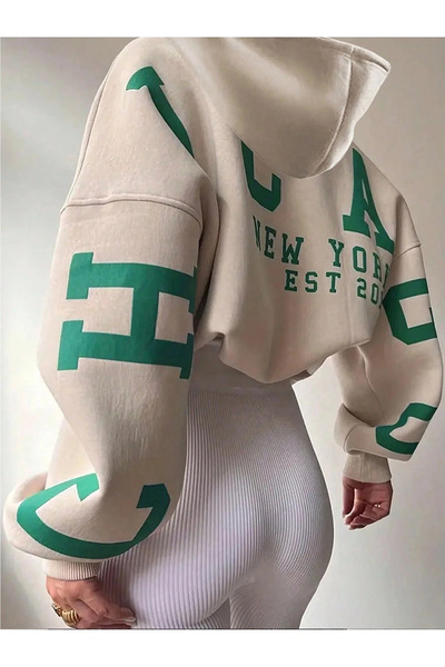 MANCY سويت شيرت بقلنسوة كبير الحجم مطبوع عليه شيكاغو للجنسين