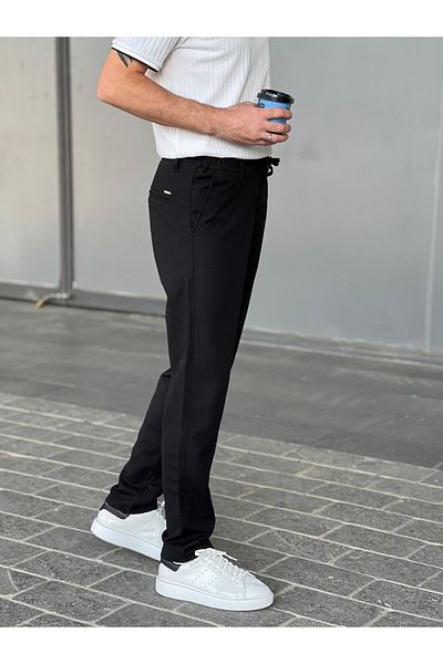 wamoss New Season Slim Fit Belted and Elastic Casual Trousers Ip1