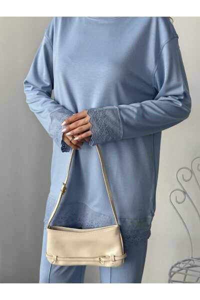 sportiness Dantel Detaylı Oversize Geniş Paça Modal Kumaş Eşofman Takım