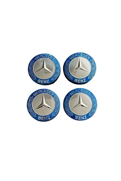 Universal Set 4 capace roti 56,5mm Mercedes Albastru compatibil/inlocuitor janta aliaj