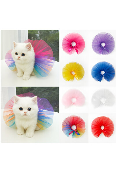 LIWOGY تنورة توتو للقطط بألوان مختلطة / ملابس للقطط / فستان للقطط مع ربطة عنق