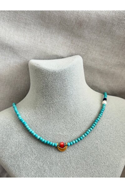 ATELİERGONCA El yapımı turkuaz pirinç kolye no:1