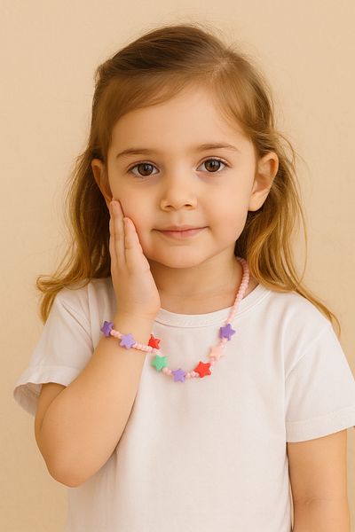 BESMYAR JEWELS Colorful Star Beaded Children's Jewelry Set-Necklace-Bracelet-Girl's Gift