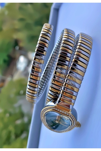 Daniel Klein Yellow Silver Color Snake Watch – Wound Spiral Cord – Green Dial – Original – 2 Years Warranty