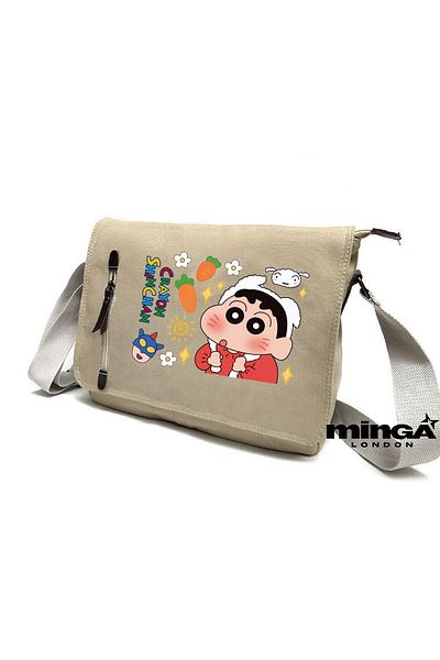 Minga London Beige Animation Messenger Bag - Minga London