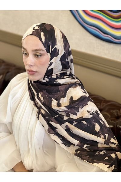 Modakaşmir Watercolor Abstract Pattern Bamboo Shawl